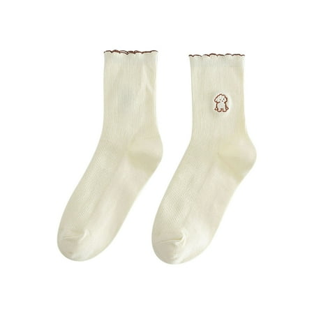 

Womens Socks Cute Embroidery Sock Tube Sock Soft Breathable Pile Sock