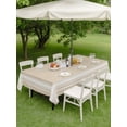 thumbnail image 5 of 60x120 Inch Outdoor Tablecloth with Umbrella Hole Zipper Rectangle White Striped Grid Rectangular Tablecloths Waterproof Modern Simple Vertical Stripes Beige Patio Table Cloth Cover for Picnic, 5 of 8