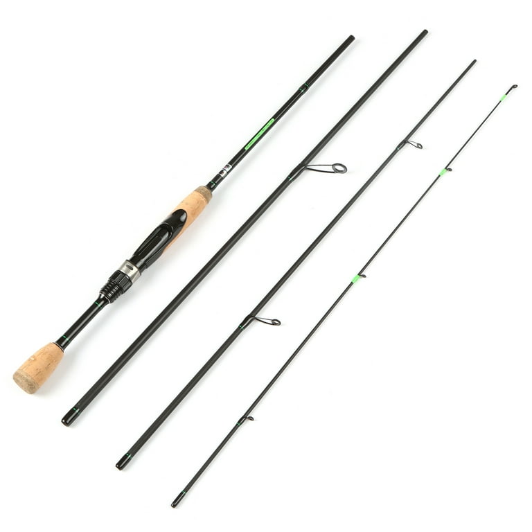 Lixada Portable Travel Spinning Fishing Rod Lightweight Carbon Fiber 4 Pieces Fishing Pole, Size: 1.96m