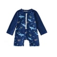 thumbnail image 4 of Cowsor Toddler Boys Two Piece Swimsuit Set Adorable Print Half Placket Bathing Suit with Swim Cap Quick Dry for Summer Vacation Beach, 4 of 5