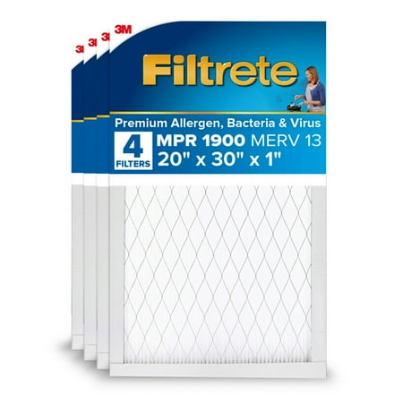 Filtrete 20x30x1 Air Filter  MPR 1900 MERV 13  Ultimate Allergen Reduction  4 Filters