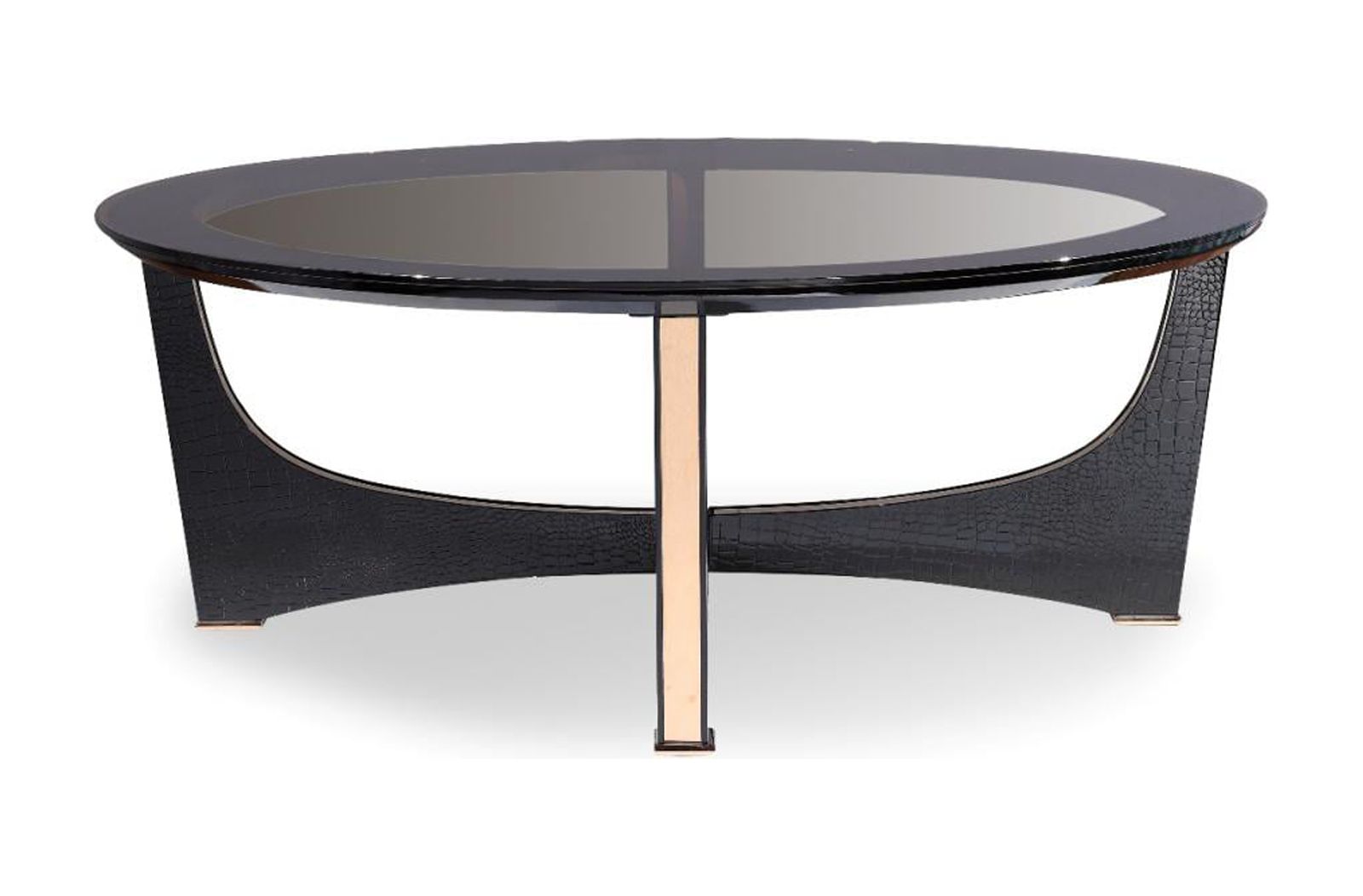 Modern Black Crocodile & Rosegold Coffee Table VIG A&X Talin - image 2 of 4