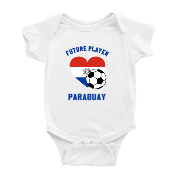 Future Soccer Player Paraguay Soccer Fan Baby Rompers Bodysuit (White, 0-3 Months)
