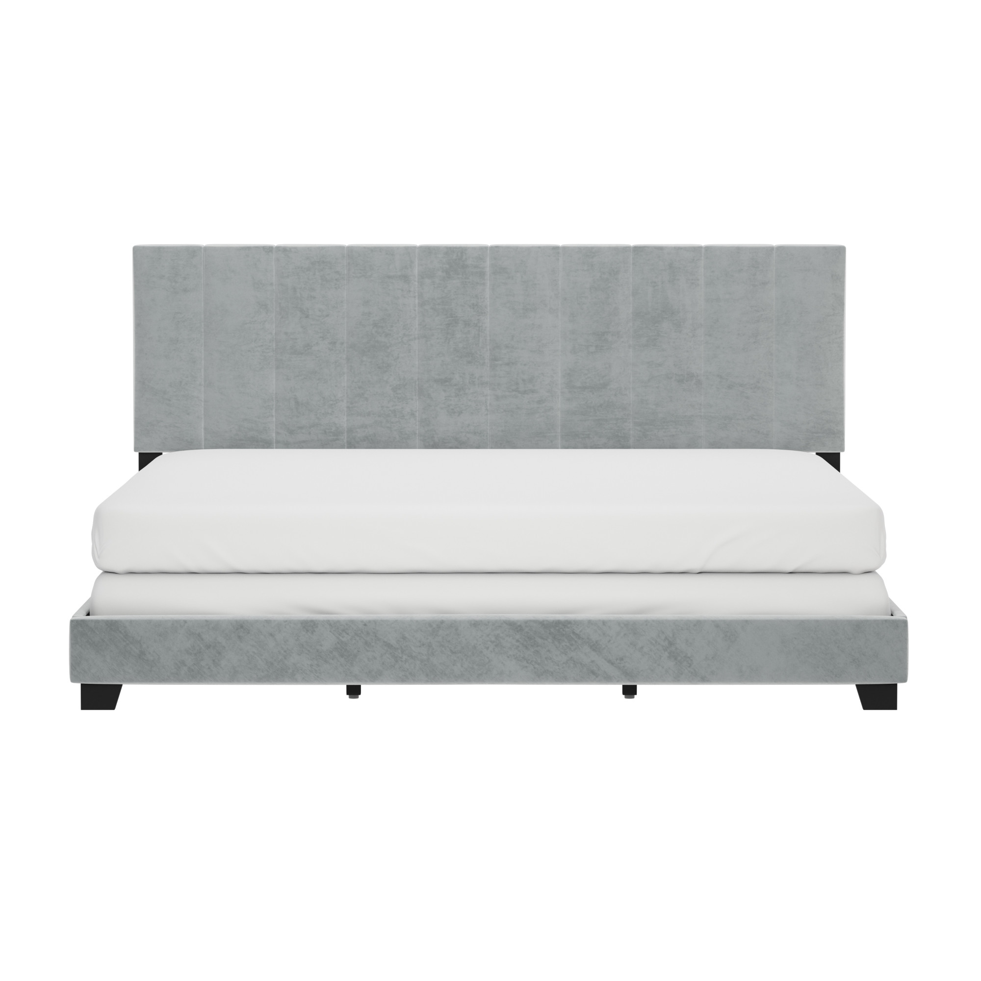 Reece Channel Stitched Upholstered King Bed, Platinum Grey, by Hillsdale Living Essentials - image 2 of 15