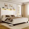 thumbnail image 1 of Base Cama De Terciopelo Queen Size Con Cabecera Y Luz Led, 1 of 8