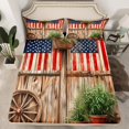 thumbnail image 2 of Homewish Rustic Farmhouse Full Size Sheets, US Flag Wooden Plank Bed Sheets, Western Countryside Sheet Sets, Ultra Soft Bedroom Decor, 4pcs, 2 of 7
