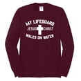 thumbnail image 2 of My Lifeguard Walks on Water Jesus Christ Bible | Mens Inspirational/Christian Long Sleeve T-Shirt, Maroon, X-Large, 2 of 3