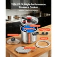 thumbnail image 4 of KFFKFF 12Qt Stainless Steel Pressure Cooker with Steaming Rack, Tempered Glass Lid, and Adjustable Pressure Settings for Cooking Meat, Beans, Rice, Soups, and Sauces, Reaching up to 100 kPa, 4 of 9