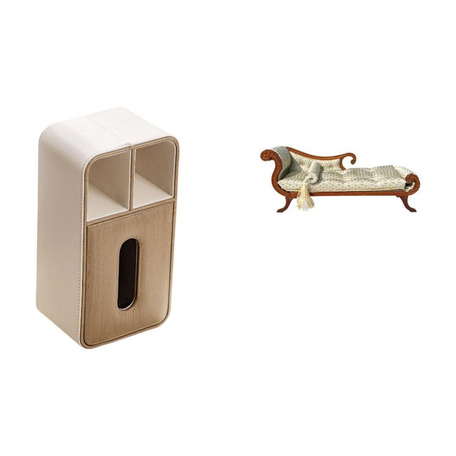 caja de pañuelos,Funda para caja de pañuelos de cuero sintético para dormitorio,Sofá en miniatura para muñecas,Muebles de casa de muñecas a escala 1/12,modelo de sofá de