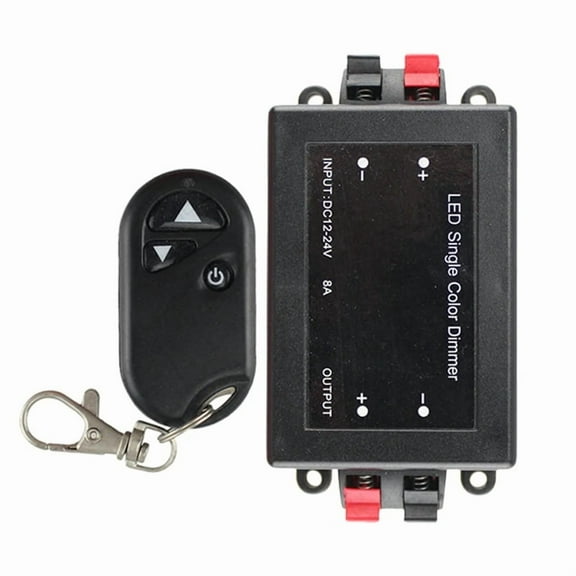 8A 12V 24V DC Single Color LED Strip Light Dimmer 1-Channel PWM Signal Dimming Controller with 3-Key Remote Control