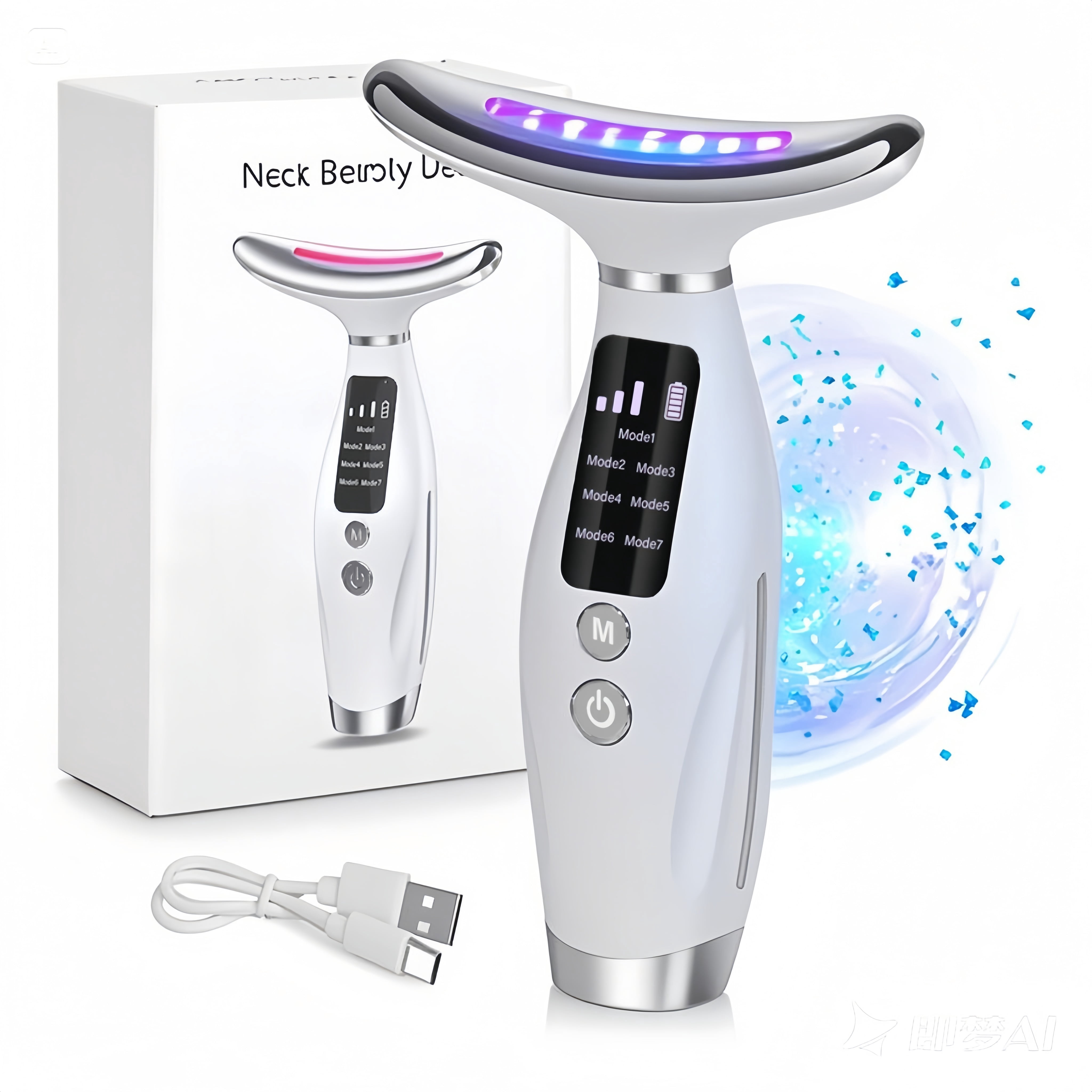 7 in 1 Red Light Face & Neck Massager - Dolphin - like Design, 3 Nursing Modes, for Home Use