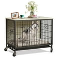 thumbnail image 1 of Yeshouse Jaula para perros grande de interior con ruedas, puertas dobles y bandeja extraíble, acero resistente, fácil de limpiar y montar, mesa auxiliar decorativa para el hogar, 1 of 8