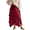 thumbnail image 2 of Lace Midi Skirts for Women Boho Lace Asymmetrical Hem Flowy Skirt Summer Beach Cover Up, 2 of 5