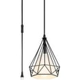 thumbnail image 2 of Industrial Plug-in Pendant Light Vintage Hanging Ceiling Lighting E26 Chandeliers Fixture with Metal Fabric Cage Shape On/Off Switch for Kitchen Island Dining Room Hallway Farmhouse, 2 of 7