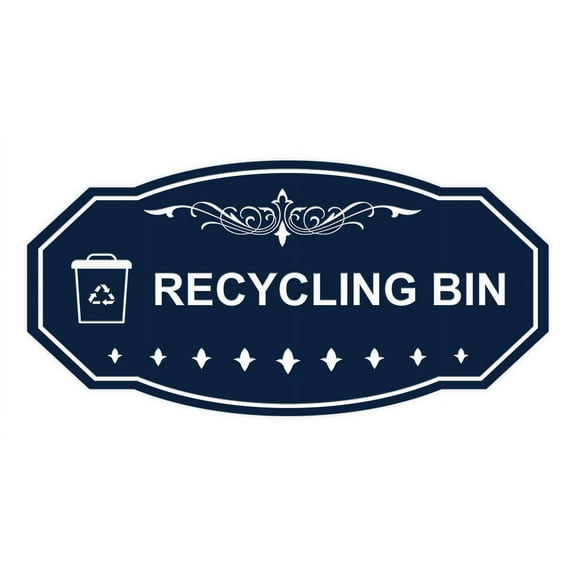 Signs ByLITA Victorian Recycling Bin Sign (Navy Blue / White) - Large