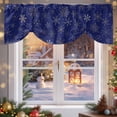 thumbnail image 6 of Christmas Snowflakes Tie Up Valances Curtain, Xmas Winter Blue Background Adjustable Rod Pocket Short Window Treatment Tie Up Curtains Valances for Kitchen Living Room Bathroom 42x12 Inches, 6 of 9