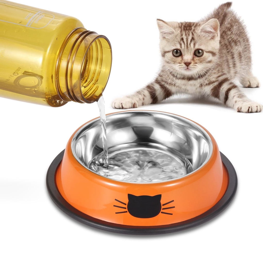 Stainless Steel Pet Cat Bowl Kitten Puppy Dish Bowl NonSkid for Small