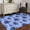 thumbnail image 3 of Area Rug for Living Room, Palm Trees Non-Slip Indoor Large Carpet for Bedroom/Dining Room, Summer Vintage Tropical Trees Botanical Blue Washable Low-Profile Rectangle Floor Runner Rugs - 4 x 6 Ft, 3 of 8