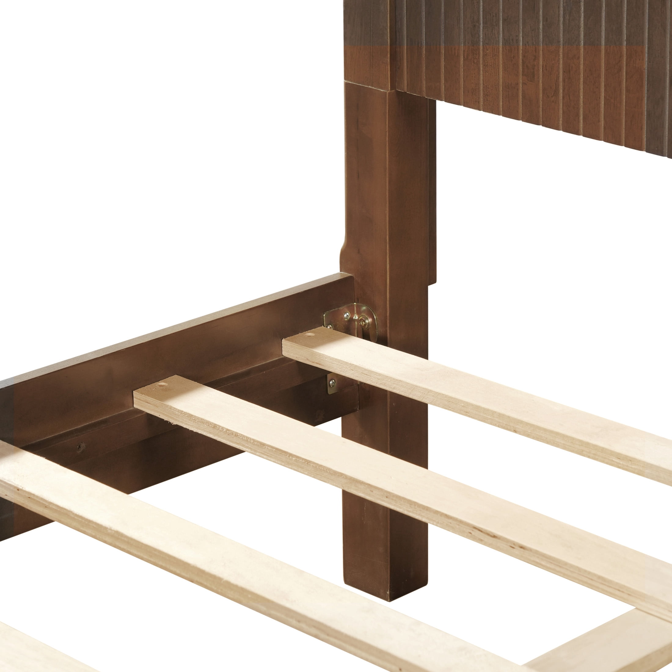Christopher Knight Home Modern Wooden King Bed Frame with Grooved Headboard and Footboard, Walnut