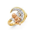 thumbnail image 1 of 14k Yellow White Rose Gold Moon Angel Ring Cupid CZ Love Band Stylish Polished Fancy Size 9, 1 of 1