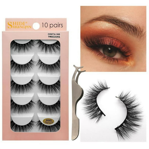 Pestañas naturales, pestañas postizas, pestañas cortas, pestañas postizas de visón tenues, 10 pares de pestañas postizas, extensiones de pestañas tenues, pestañas postizas, pestañas gruesas, pestañas