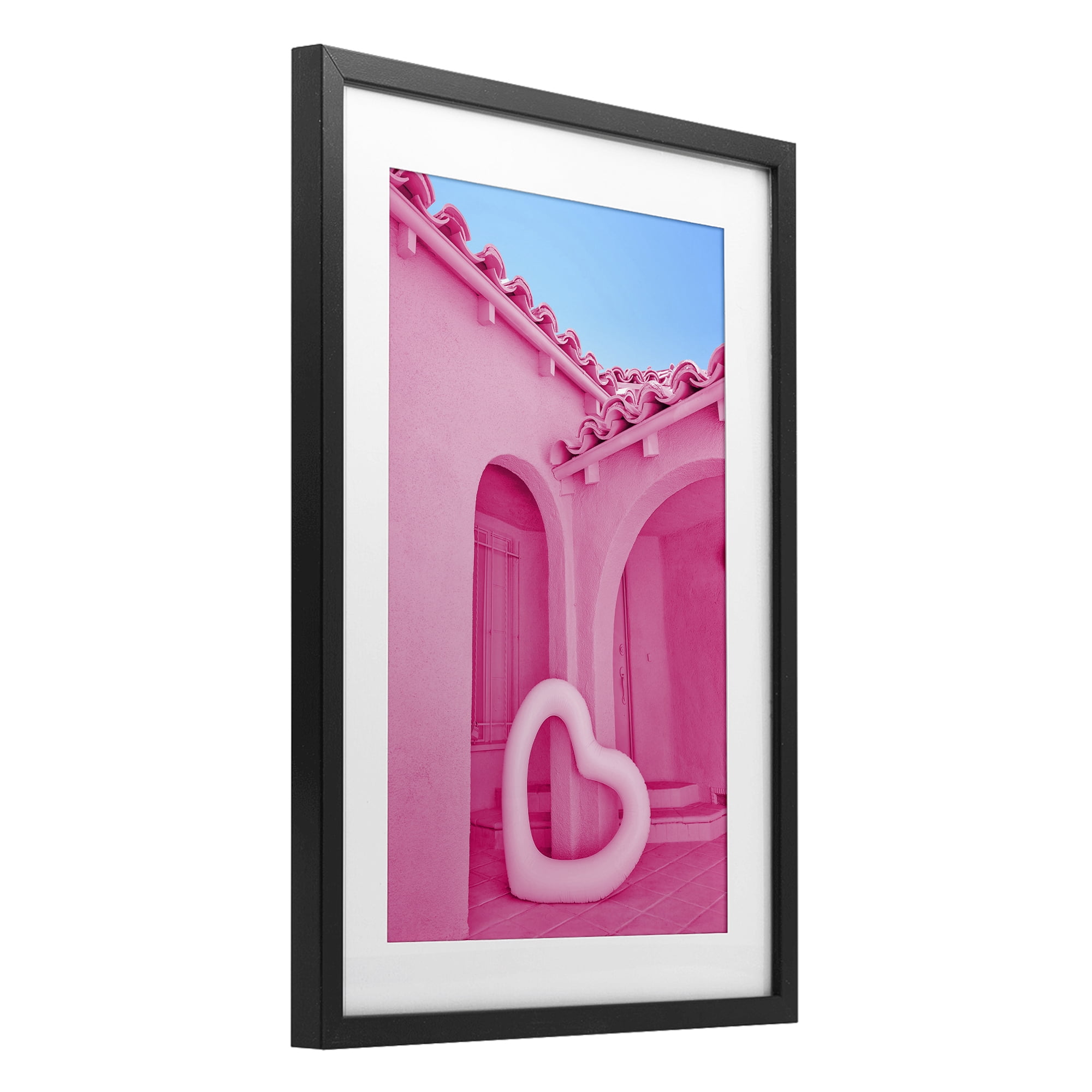 Stupell Industries Pink Pop Heart at Villa Black Framed Print Under Glass, design by LISH Creative