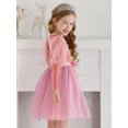 thumbnail image 2 of Toddler Girls Velvet Dresses Bubble Sleeve Dress Fall Winter Long Sleeves Dress for Holiday Party 1-6 Years, 2 of 7