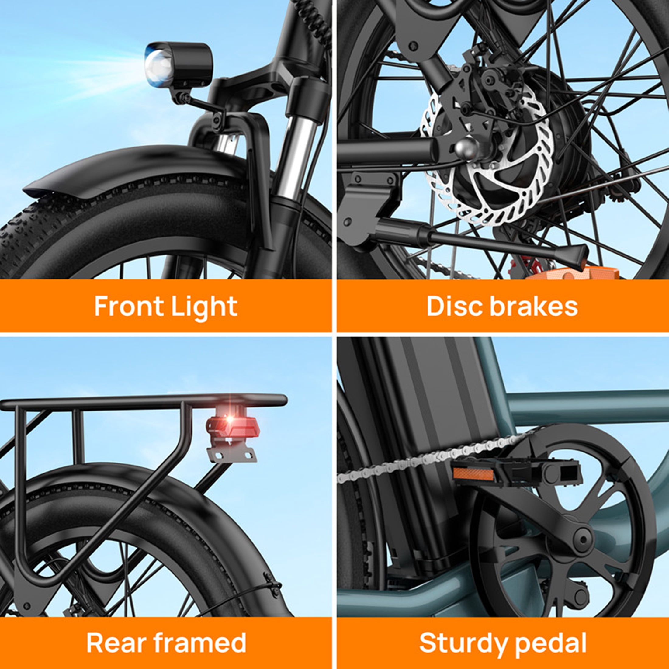 URLIFE  20"3.0 Fat Tire Electric Bike for Adult, 750W Peak Motor, 624Wh Removable Battery, 7-Speed Commuting Ebike, UL2849-Black