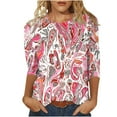 thumbnail image 2 of Lightweight 3/4 Sleeve Top for Women Art Print, Loose Crewneck, Breathable Poly-Cotton - Sizes S to XXL, 2 of 6