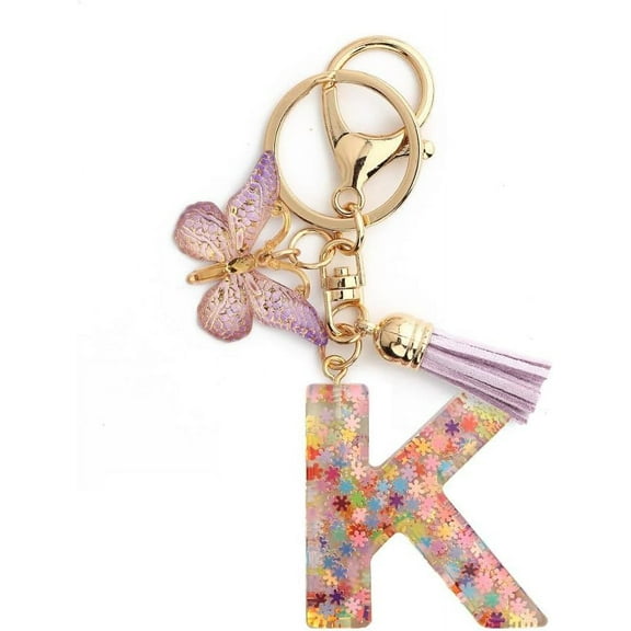 Zhangyh Letter Keychain,26 Letters A-Z Decorative Letter Keychain,Name Keychain for Women Girls Men Teenager Gift