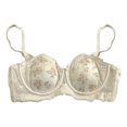 thumbnail image 4 of GEWSEY Women's Half-Cup Lace Bra Sexy Sexy Lace Push Up Support Gathered Bras Underwired Low Cut Mesh Bralettes (Beige, 26A-26B), 4 of 4