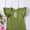 thumbnail image 3 of Infant Baby Girl Boy Fly Sleeve Romper Round Neck Solid Color Bodysuit, 3 of 5