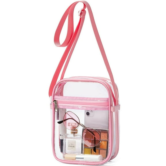 Fashion Clear Crossbody Bag Small Clear Purse Clear Messenger Bag Stadium Bags, Pink
