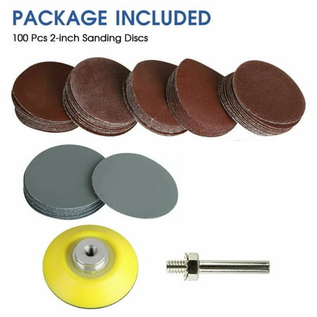 

BCLONG 100Pcs 2Inch 80-3000# Grit Mixed Sander Sanding Discs Pads Hook & Loop Sandpaper