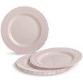 thumbnail image 3 of 50 Plates Pack (25 Guests)-Extra Heavyweight Vintage Wedding Disposable/Reusable Plastic Plates -25 x 11'' Dinner + 25 x 8.25'' Salad/dessert (Chateau Blush Pink), 3 of 10