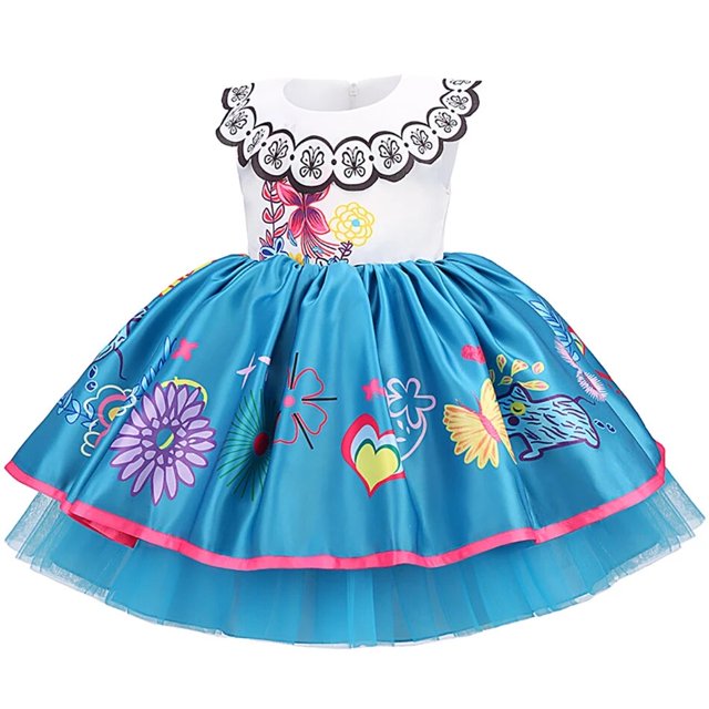 Vestido de princesa para niñas Encanto Mirabel Vestidos con encanto Carnaval Halloween Niños Fiesta de cumpleaños Traje de Madrigal Niños Vestidos de baile 12-18M Tag-80 Gao Jinjia LED
