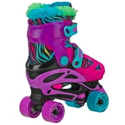 Roller Derby Sprinter Girls Youth 2-in-1 Quad Roller and Inline Skates Combo, Neon Zebra (Size 3-6)
