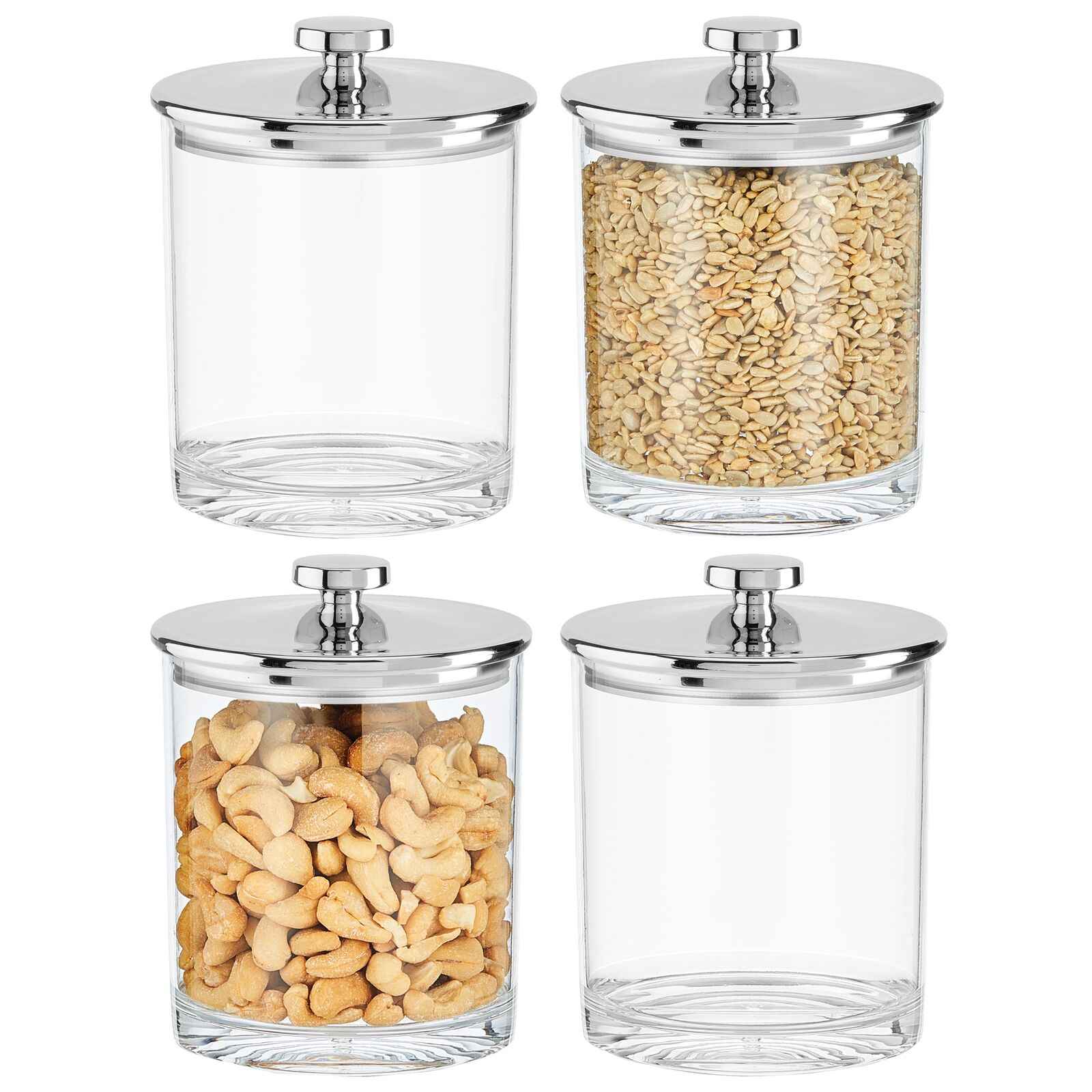 mDesign Small Acrylic Apothecary Jars with Airtight Lids, Organizer