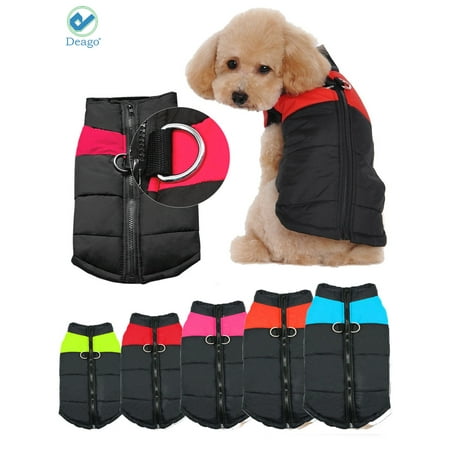 Deago Dog Warm Vest Jacket Coat Pet Waterproof Cold Winter Cat Clothes for Small Dogs Up to
