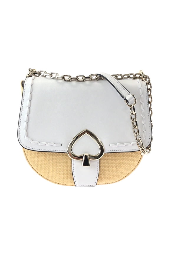 Pre-Owned Kate Spade White Leather Raffia Shoulder Bag Pochette for Women