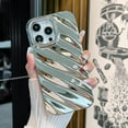 thumbnail image 6 of for iPhone 14 Pro Max Case 6.7" Curly Wave Frame Shockproof Phone Cover 3D Water Ripple Pattern Camera Lens Protection Bling Plating Soft TPU Case for Women Girls(Silver,for iPhone 14 Pro Max), 6 of 12