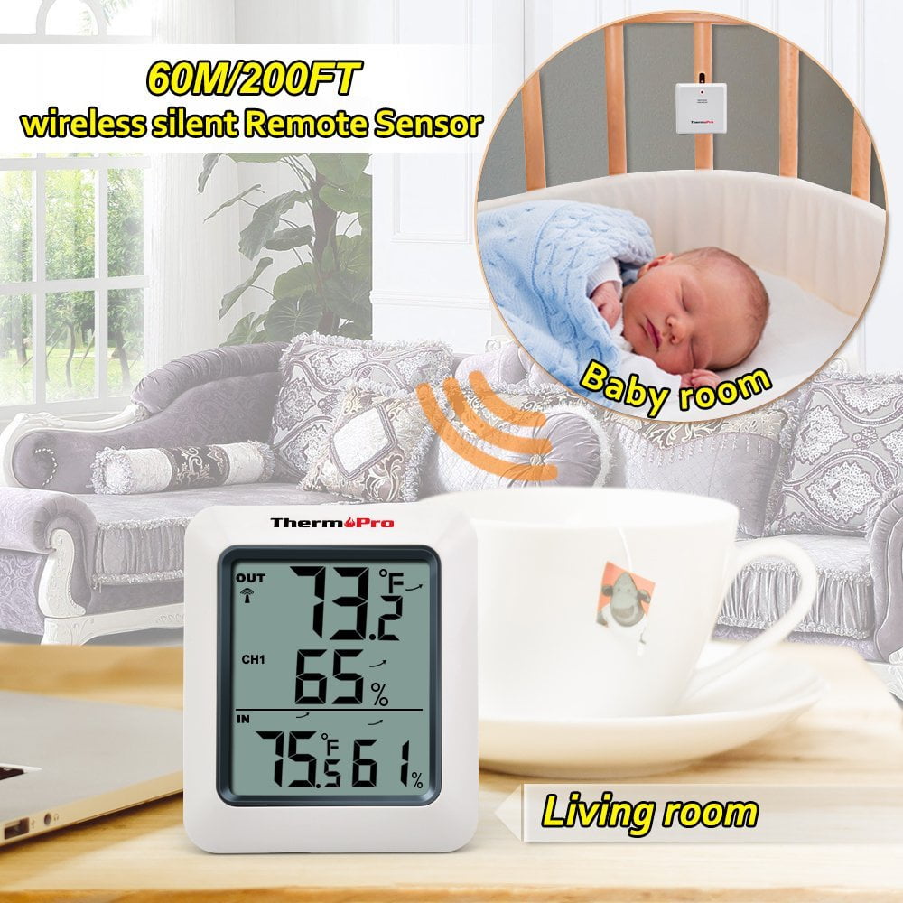 TP60S Digital Hygrometer Indoor Outdoor Thermometer Wireless Temperature  and Hum