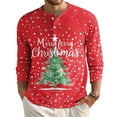 thumbnail image 2 of Wutalume Men's Loose Fit Button-Down Collar Shirt, Long Sleeve Casual Top with Christmas Print, Relaxed Henley Style for Holiday and Everyday Wear,Hot Pink L, 2 of 8