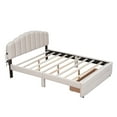 thumbnail image 5 of Harper & Bright Designs Standard Beds Teddy Fleece Queen Size Upholstered Platform Bed with Drawer 91 lb, Beige, 5 of 9