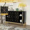 thumbnail image 2 of HLR 48" Modern Wood Credenzas & Sideboards with Gold Trim, Storage Cabinet with 4 Doors, Black, 2 of 8