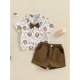 thumbnail image 3 of Caoirhny Todder Little Boy Summer Outfit, Baseball Print Lapel Neck Short Sleeve Tops with Bowtie Elastic Waist Shorts Toddler Set 6M-4T, 3 of 9
