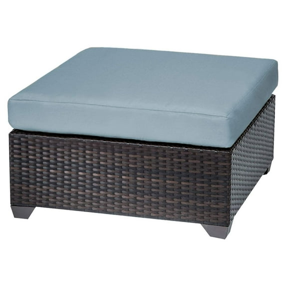 TK Classics Belle Wicker Outdoor Ottoman with 2 Cushion Covers
