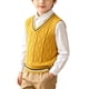 thumbnail image 1 of Odeerbi Chaqueta de Cuello En V de Punto de Cable de Los Niños Color Sólido Sin Mangas Uniforme de La Escuela, 1 of 9