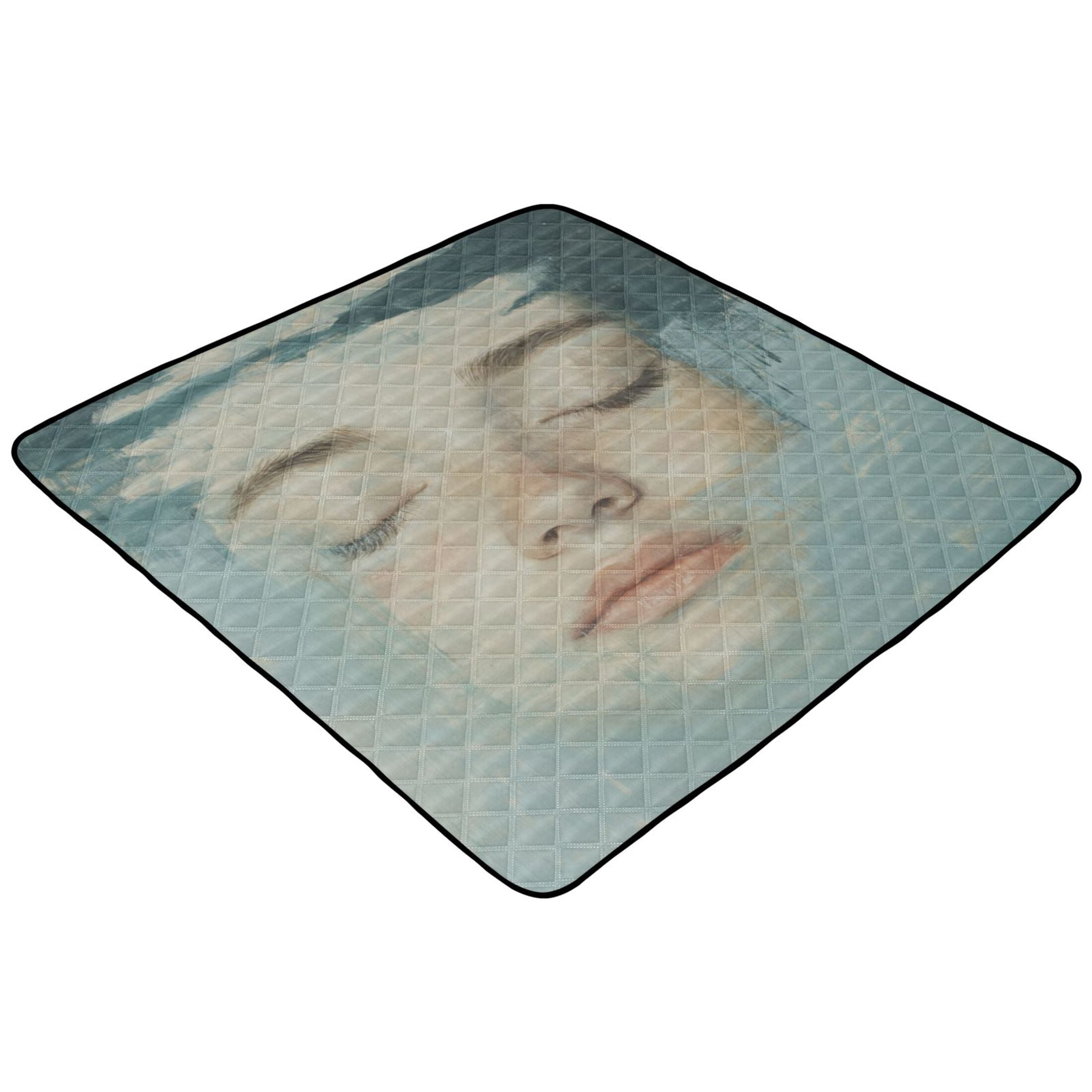 WOBOGO Lass's Face Baby Playmats Extra Large Waterproof Rollable Activity Pads for Toddlers 50×50inch