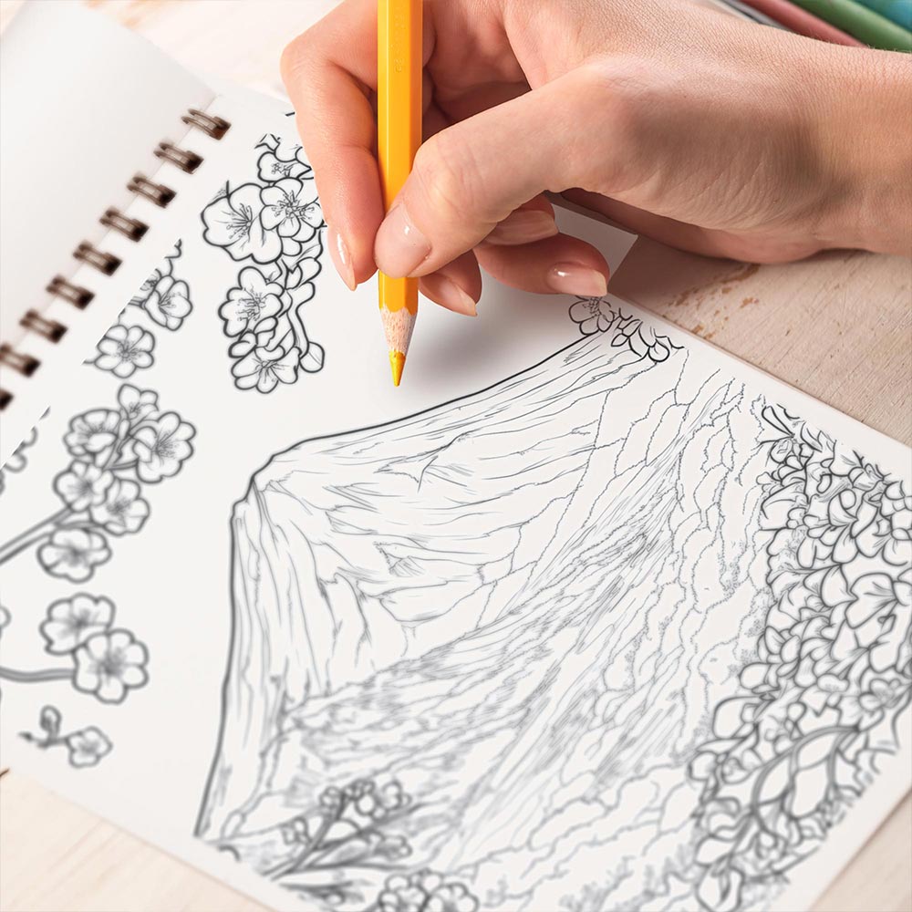 TPLHOUSE Japanese Landscapes Coloring Book for Adults, Spiral Bound, Soft Cover